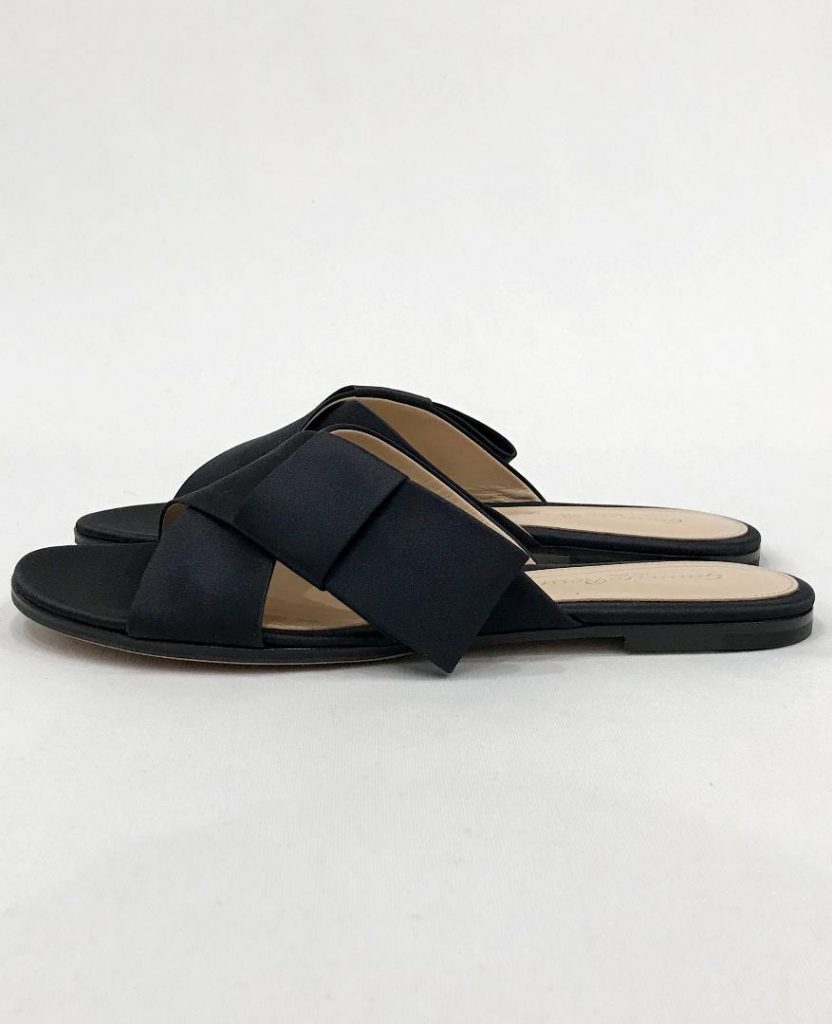 ITALY製 Gianvito Rossi MILANO OBI FLAT RASO BLACK ブラックサテン帯